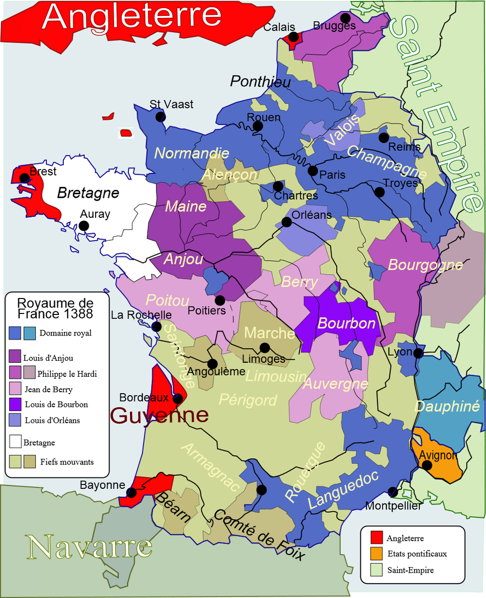 Герцогство Бретань в 1388 г. (белым цветом)