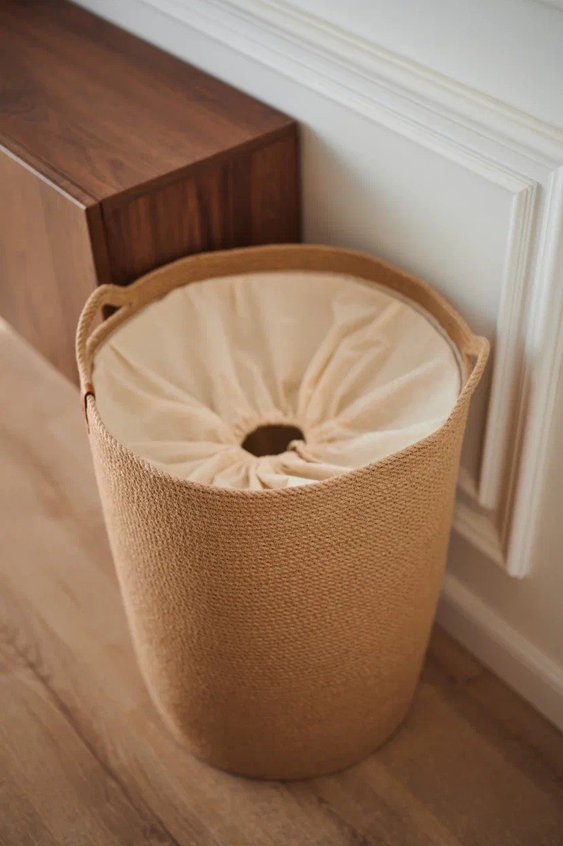 Бельевая корзина с хлопковым съемным чехлом