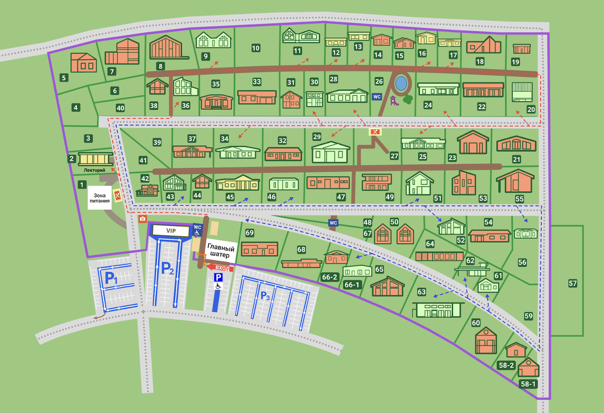Карта выставки. Это и другие изображения в статье — с официального сайта выставки openvillage.ru