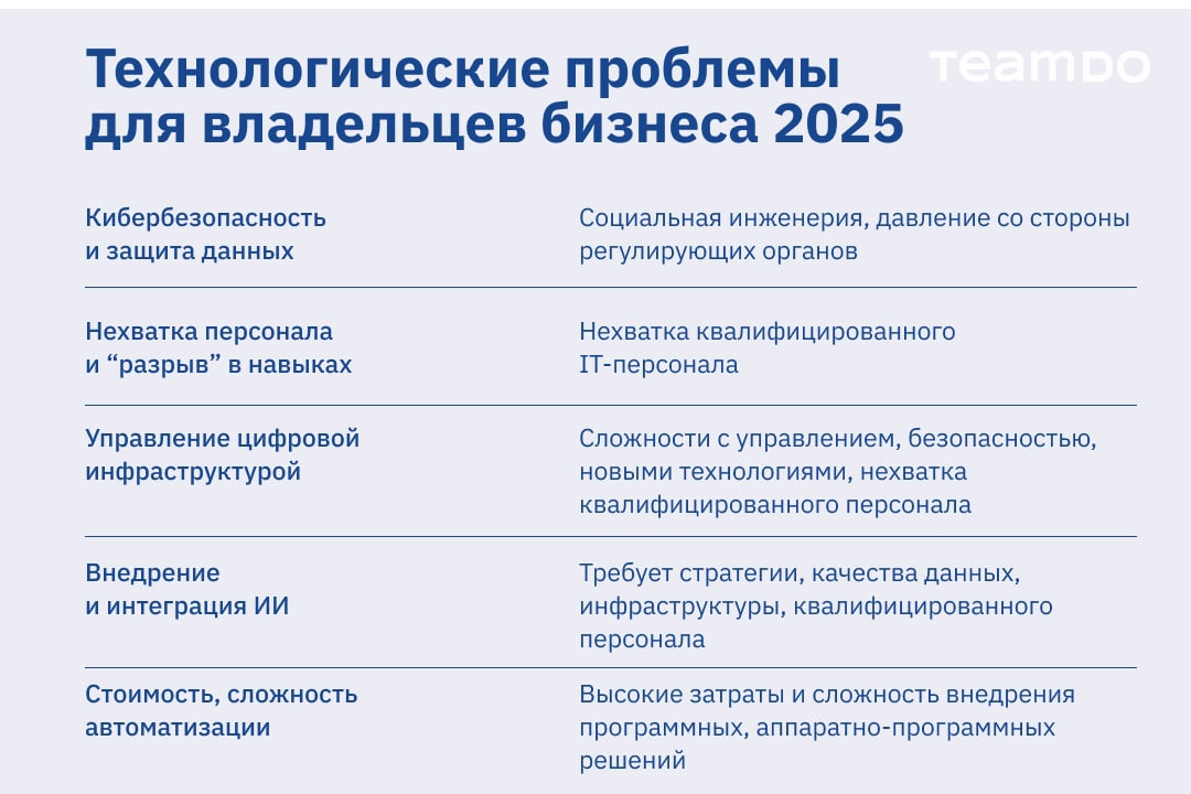 Инфографика: Технологические проблемы владельца бизнеса