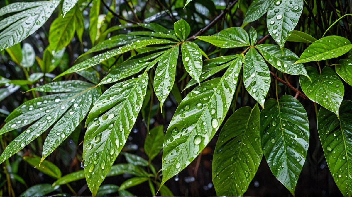 Ливень в тропических джунглях Амазонии