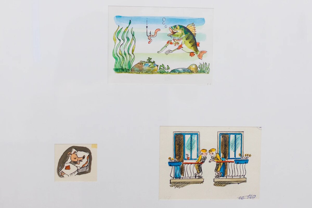    Анатолий Елисеев. Иллюстрация к газете «Жили-были», Михаил Скобелев. Иллюстрация к книге Михалкова «От трех до десяти», Аминадав Каневский. Иллюстрация к сборнику «Наша книга». Фото: «Республика» / Михаил Никитин