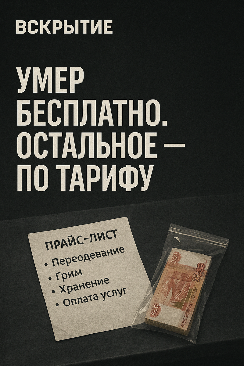 📍 Смерть — бесплатна. Но оформление тела почему-то нет.