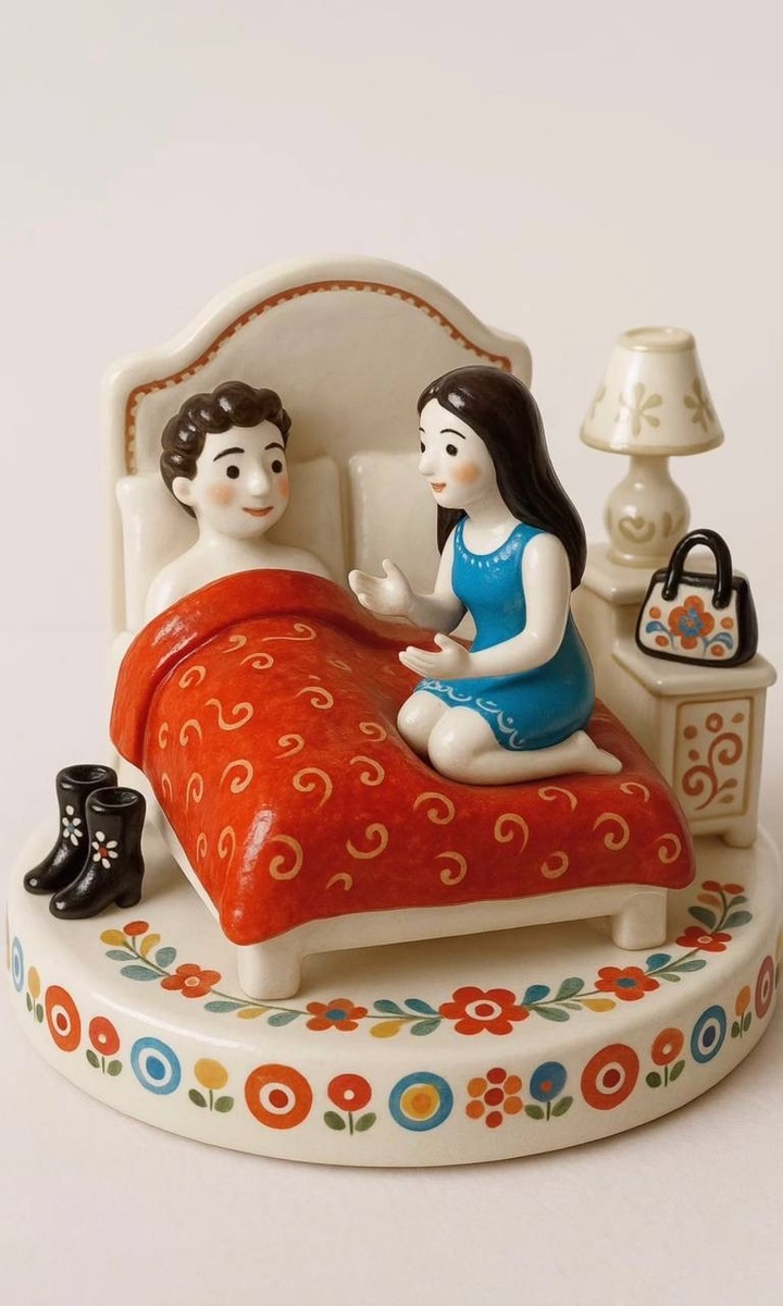 «Анора» в глине: digital-художник Максим Елисеев превратил героев фильма в дымковские игрушки  