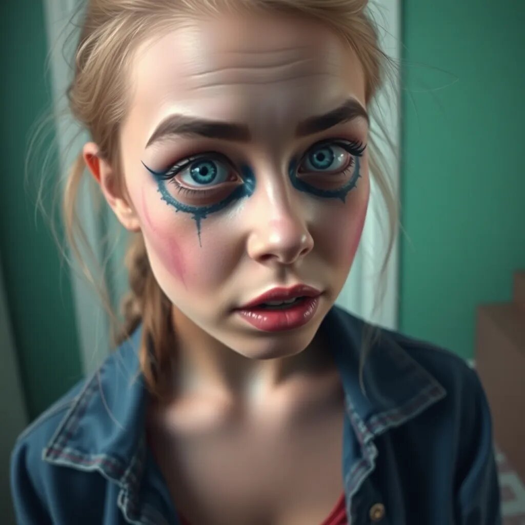 Вот как, по мнению ИИ, выглядит женщина с макияжем пятилетней девочки. Изображение было создано с помощью нейросети на сайте http://gpt-chatbot.ru