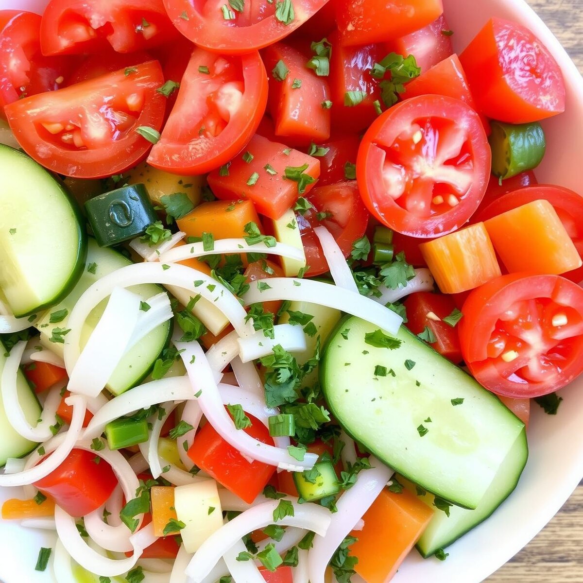 🥗 САЛАТ ИЗ СВЕЖИХ ОВОЩЕЙ С ОЛИВКОВЫМ МАСЛОМ - ЛЕГКОСТЬ, КОТОРАЯ ВДОХНОВЛЯЕТ ЖИТЬ 🥗