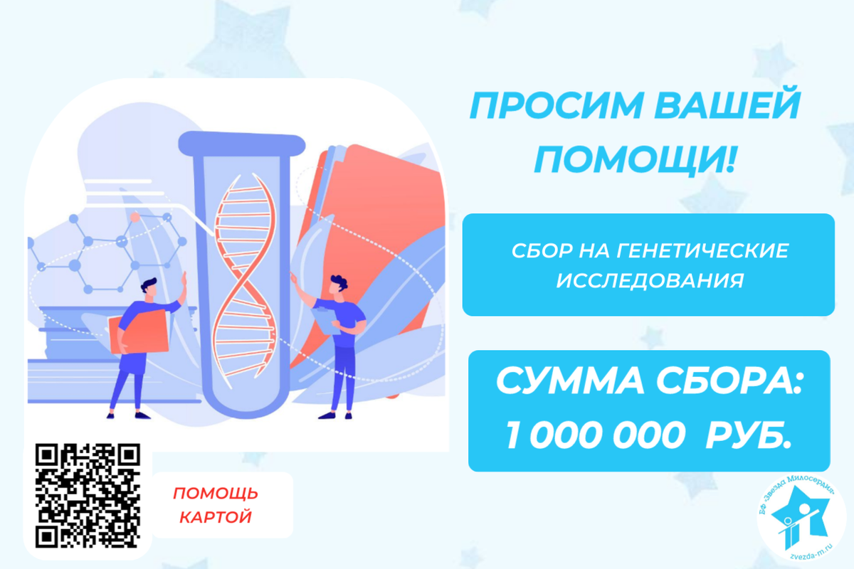 Мы уже собрали 319 061 рубль и, чтобы помочь пройти исследования 10-12 подопечным нам необходимо еще 680 939 рублей