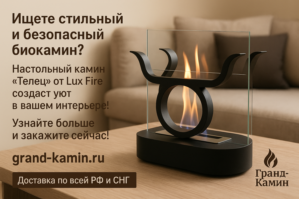    Настольный биокамин Телец: создайте уют и стиль в вашем доме за считанные минуты Kamin