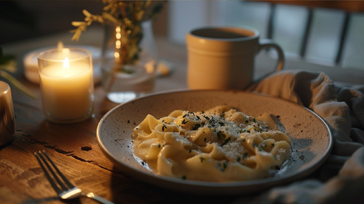Сливочная паста, мягкий свет свечи и тихий вечер — уют без суеты