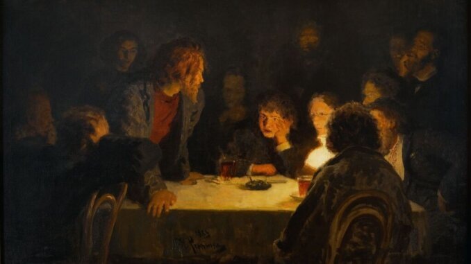 И. Репин. "Сходка"