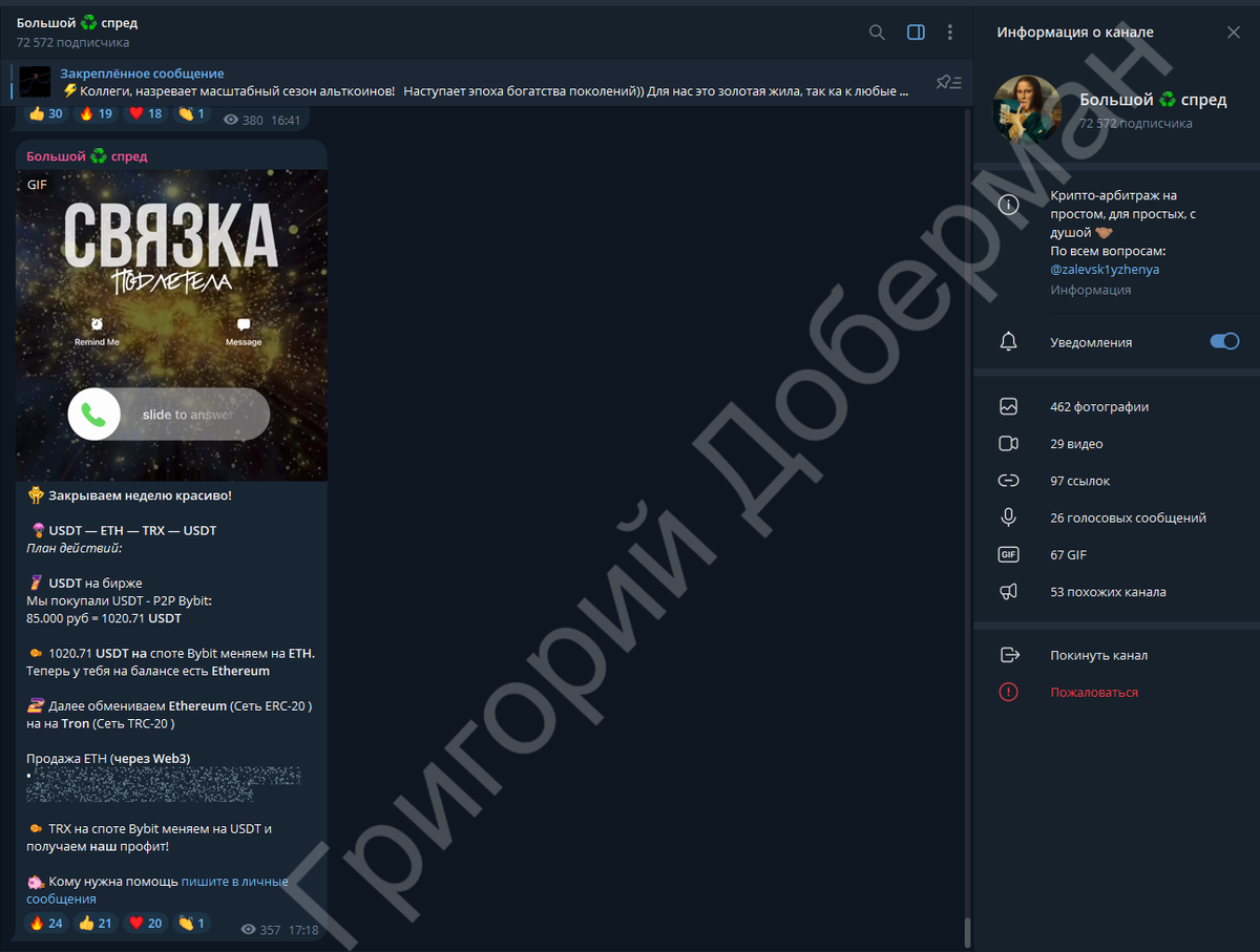 Телеграмм-канал мошенника