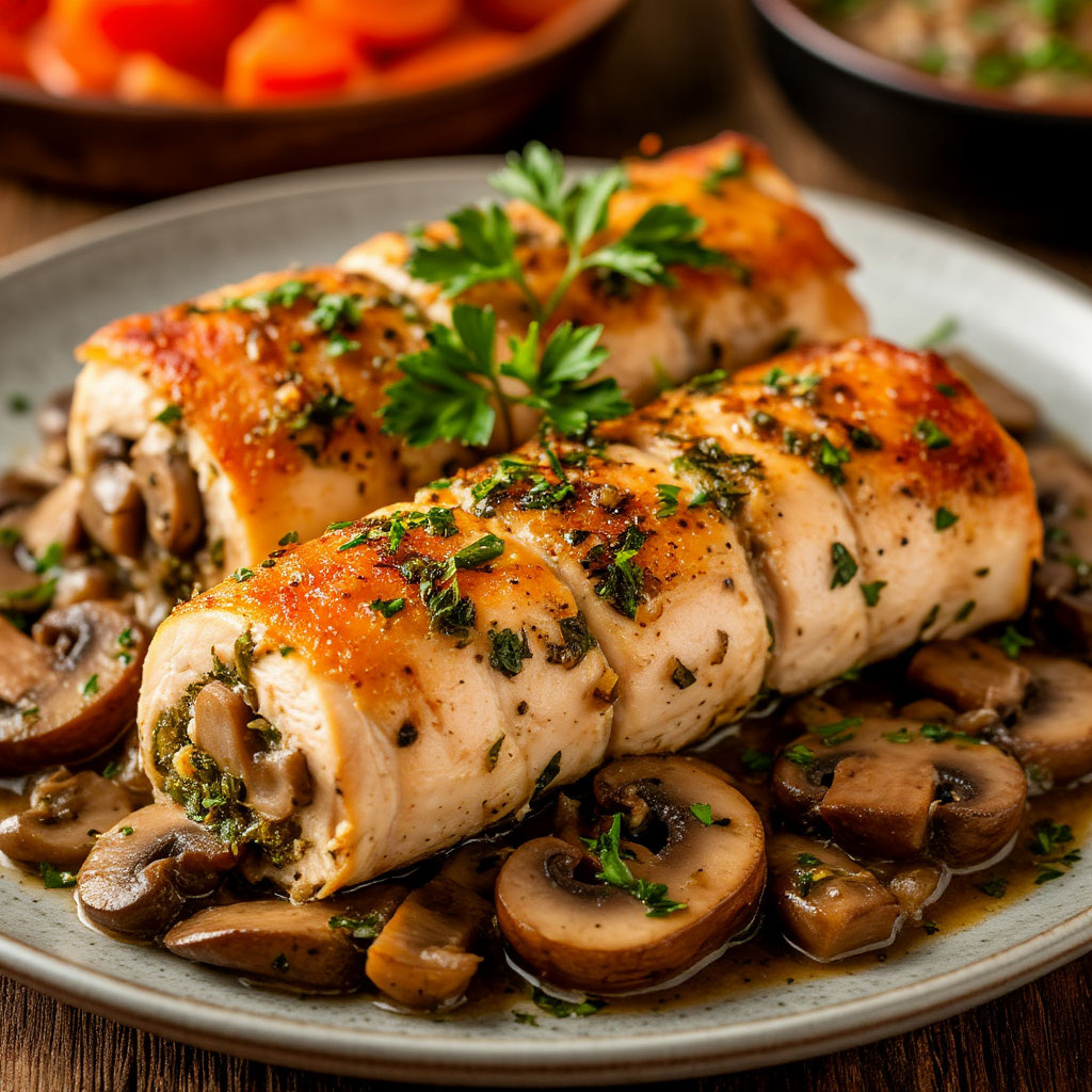Куриные рулетики с грибами