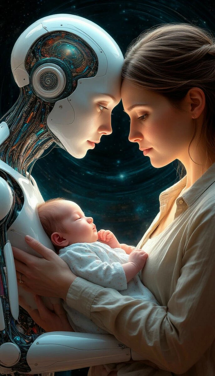 ИИ - помощник психолог и душепопечитель, думает как помочь матери больного ребенка с аутизмом и СДВГ, сюрреализм, фэнтэзи, эстетично, неземная красота, гиперреализм, 10D, бесконечная детализация, шедеврально.