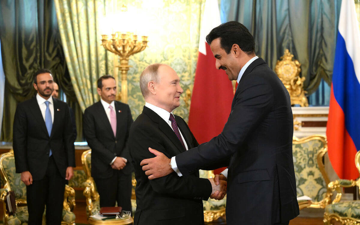 17 апреля он принял в Московском Кремле делегацию Катара во главе с эмиром Тамимом бен Хамадом Аль ТаниФото: kremlin.ru