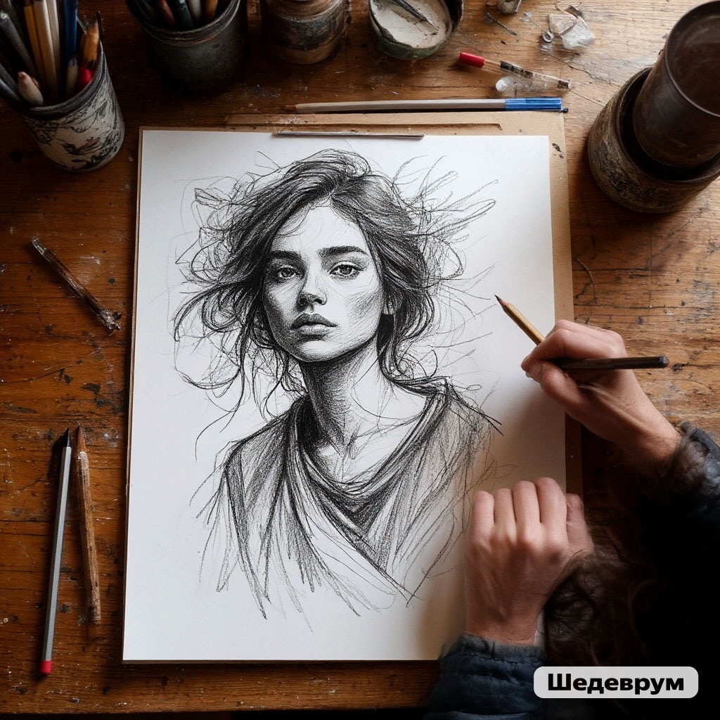 Работа с портретом в карандаше