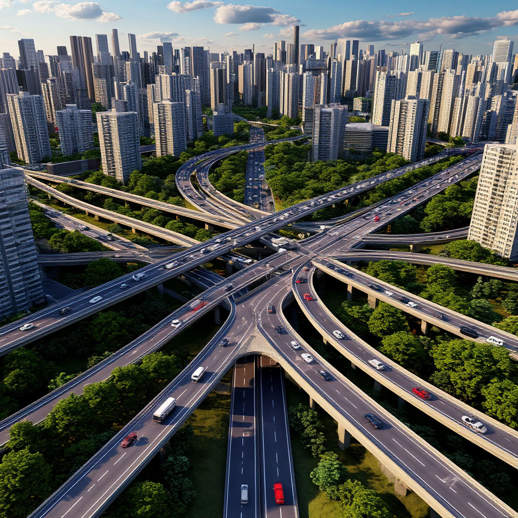 Иллюстрация. Дорожная развязка. Выбор пути