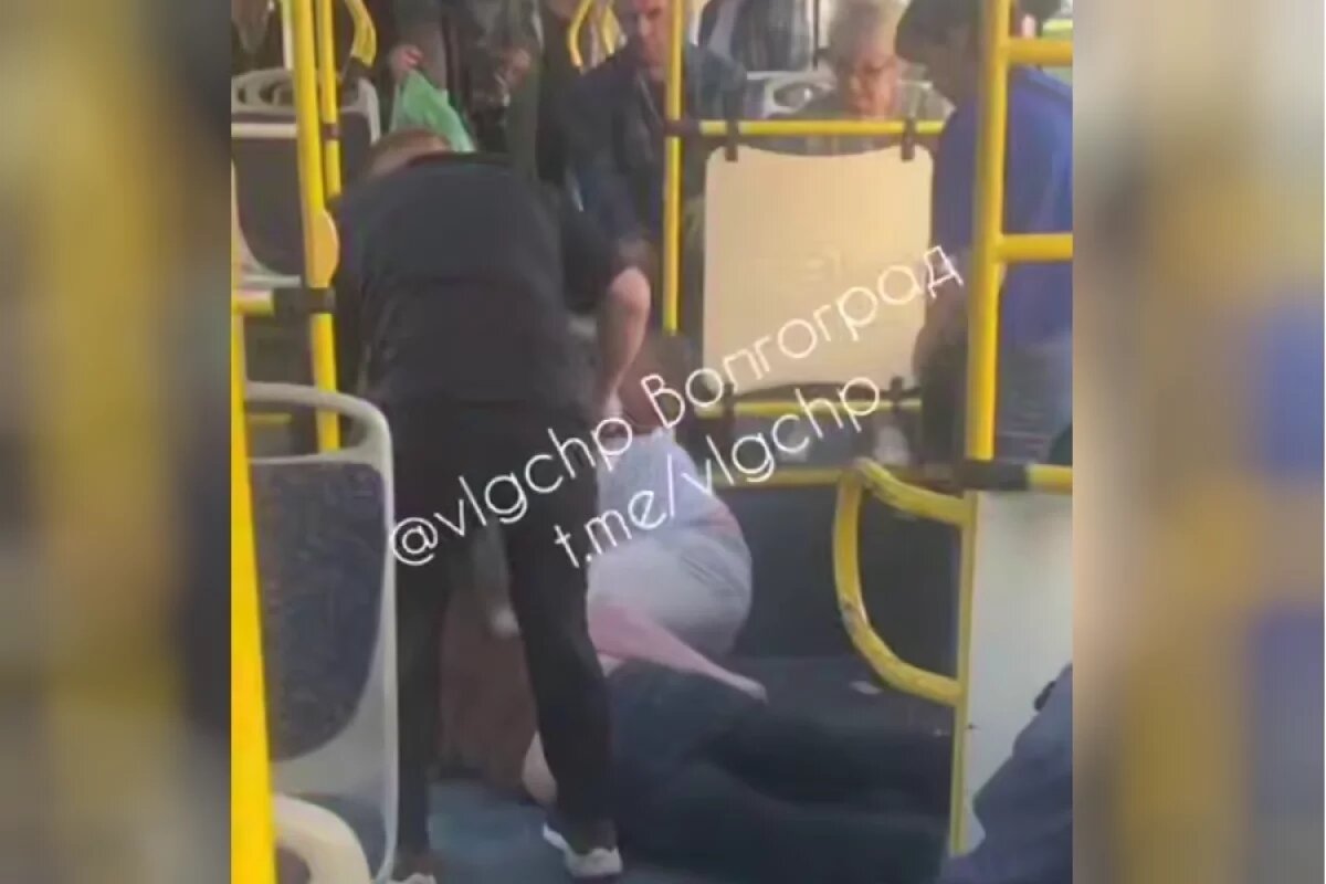    Схватка отважного водителя автобуса с пьяными волжанами попала на видео