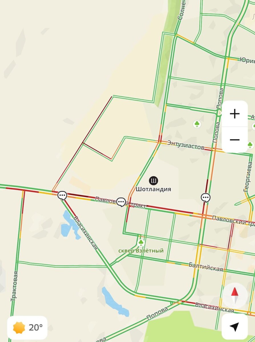    Пробки на Павловском тракте. Источник: "2Гис"