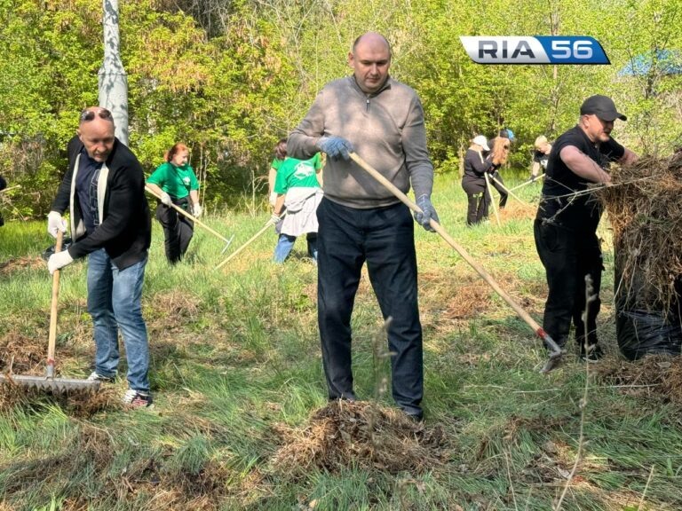    С лопатой и граблями. Евгений Солнцев с оренбуржцами принял участие во Всероссийском субботнике Марина Шарт