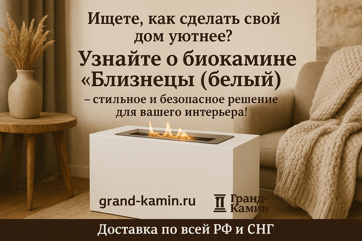    Как биокамин 'Близнецы (белый)' изменит ваш дом: 7 причин сделать выбор в его пользу Kamin