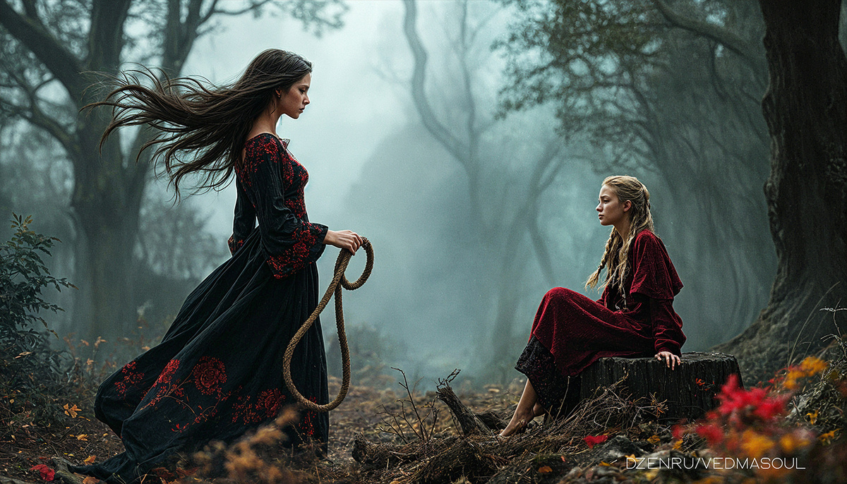 Авторское изображение @vedmasoul. Cгенерировано ИИ. Крадник, порча, ритуал, чистка