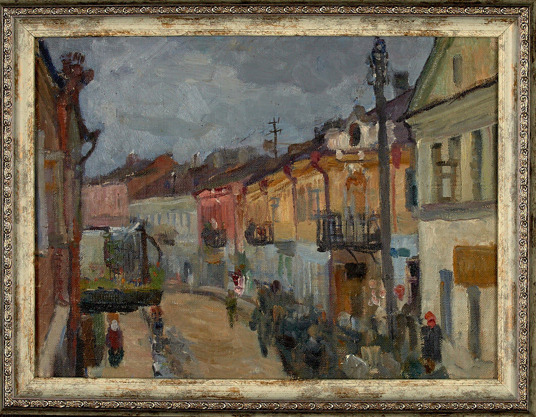 Освобожденный Вильнюс, 1944 г., материалы: холст на картоне, масло, размеры: 26,5 × 36,5 см. Источник: https://vnikitskom.ru