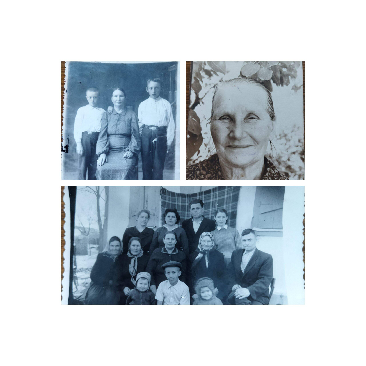           В верхнем правом углу фото моей прабабушки Ефросиньи Петровны Журба (урожденной Мелешко), на остальных фото она с другими родственниками.