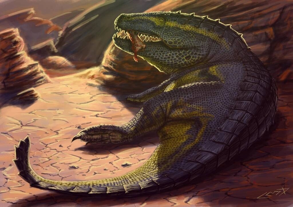 Фугузух поедает остатки добычи. Арт.