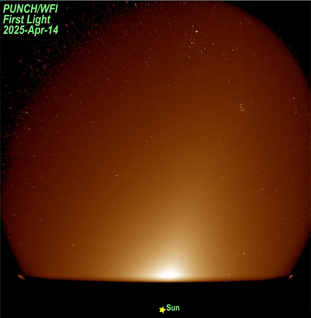 Первая фотография окрестностей Солнца полученная миссией PUNCH. Источник: NASA/SwRI/NRL
