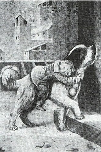 Сенбернар Барри на старой почтовой открытке. Фото взято из открытых источников