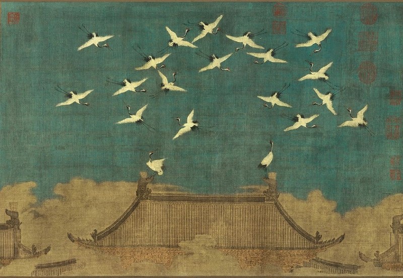 «Благоприятные журавли». Чжао Цзи (1082—1135). Тушь и цвет на шелке