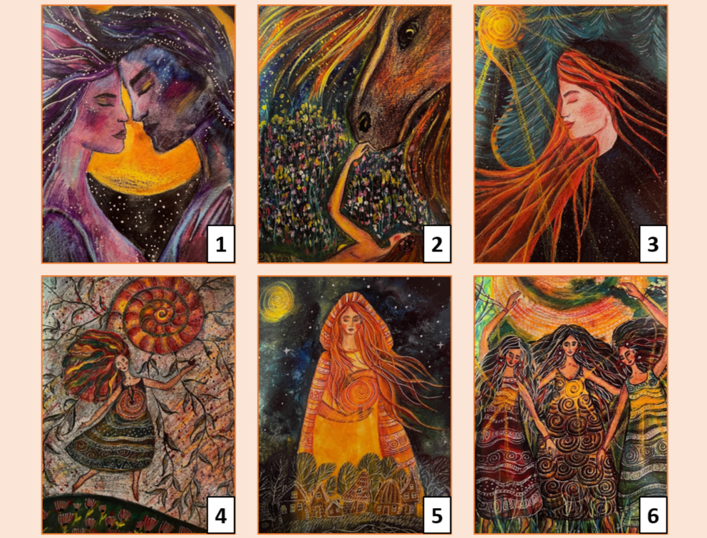 6 карт из колоды М. Хомяковой «Женские инициации». Коллаж мой