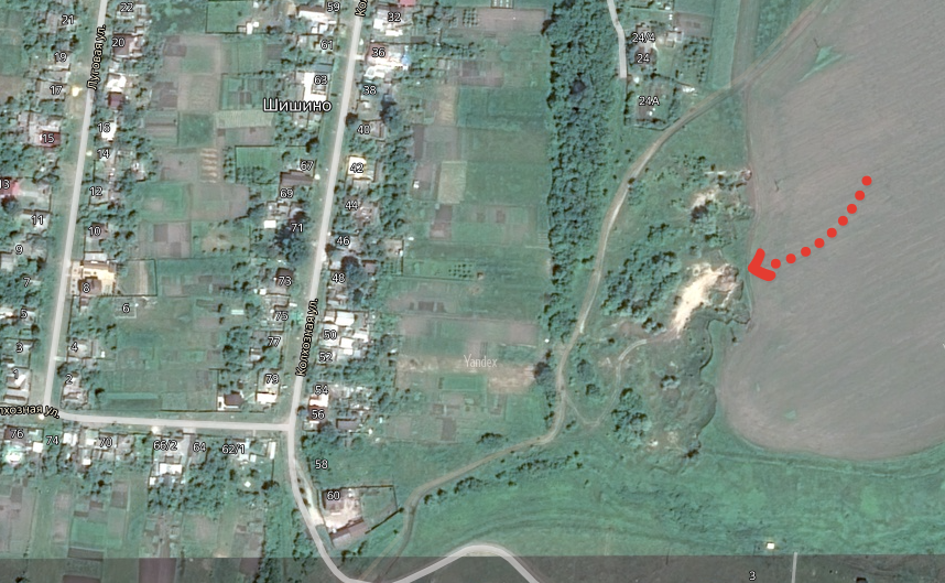 Карьер в Белгородском районе с. Шишино на спутниковой карте