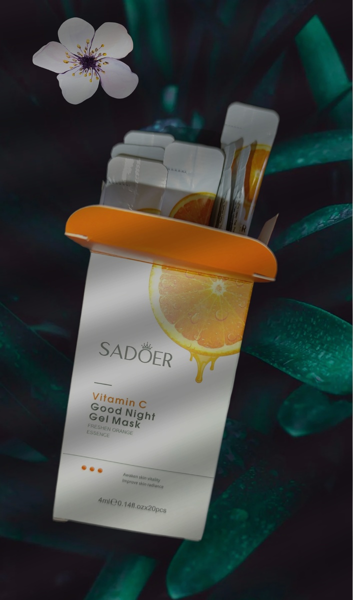 Это набор масок для лица, каждая из которых содержит витамин C и предназначена для ночного ухода. Упаковка украшена изображением апельсина, что указывает на содержание цитрусовых компонентов, особенно витамина C. Эти маски помогают укрепить кожу, повысить её сияние и улучшить тонус, а также дают ощущение свежести и отдыха. Обычно такие маски используют перед сном для восстановления и обновления кожи во время отдыха.  