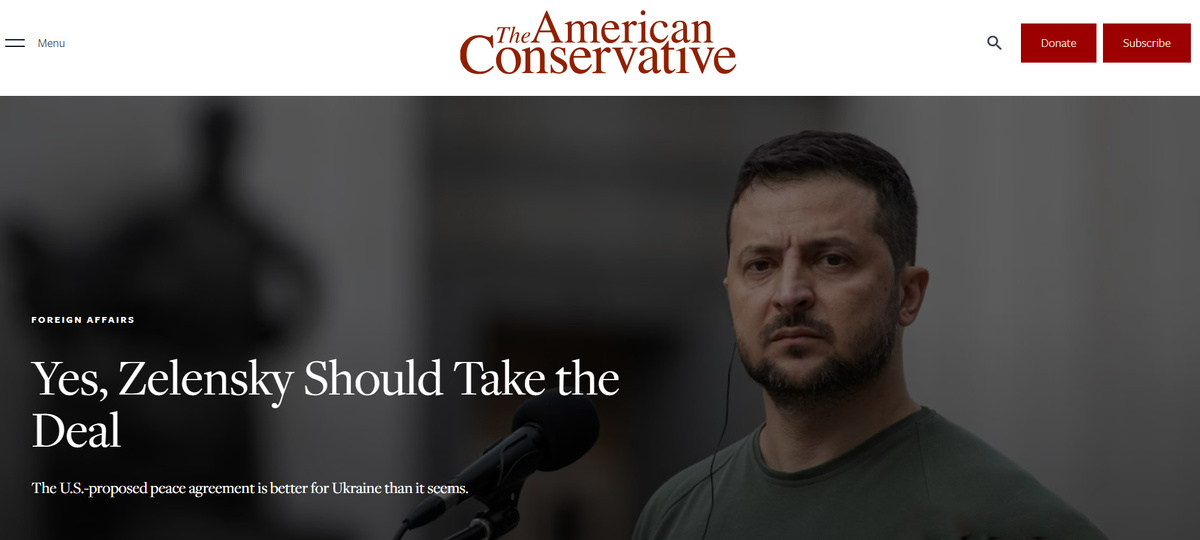     Да, Зеленский должен согласиться на сделку / Скрин The American Conservative