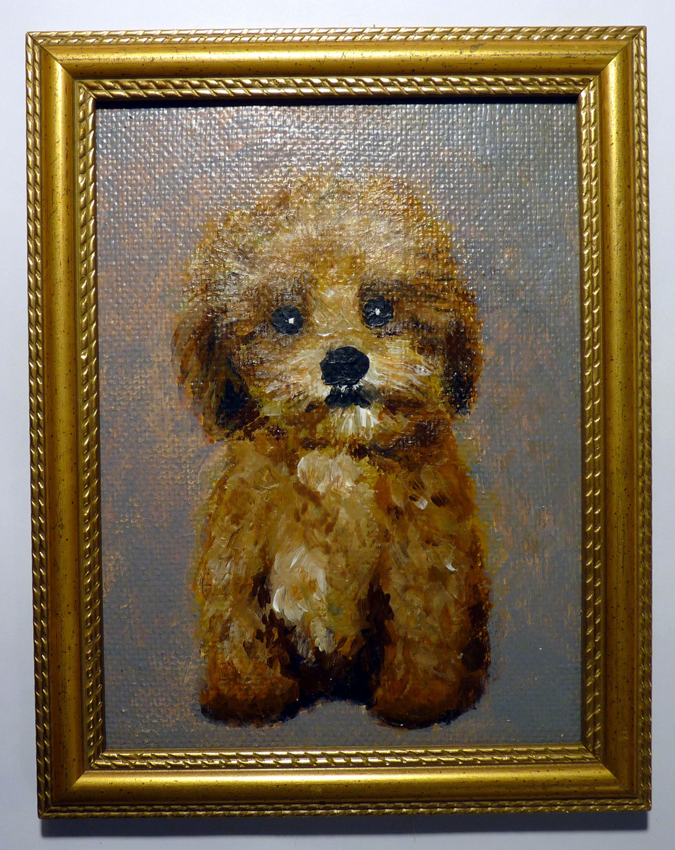 Картина "Щенок", акрил, ДВП.