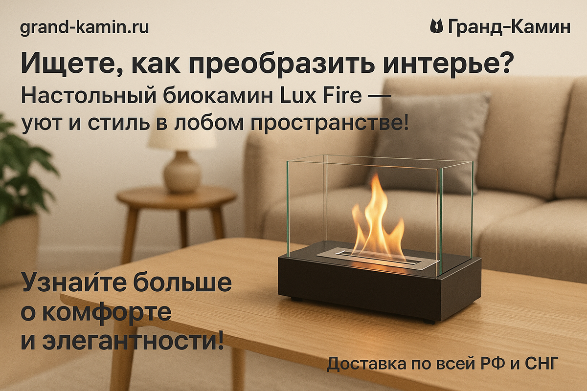    Настольный биокамин: как сделать ваш дом уютнее и стильнее с помощью одного магического элемента Kamin