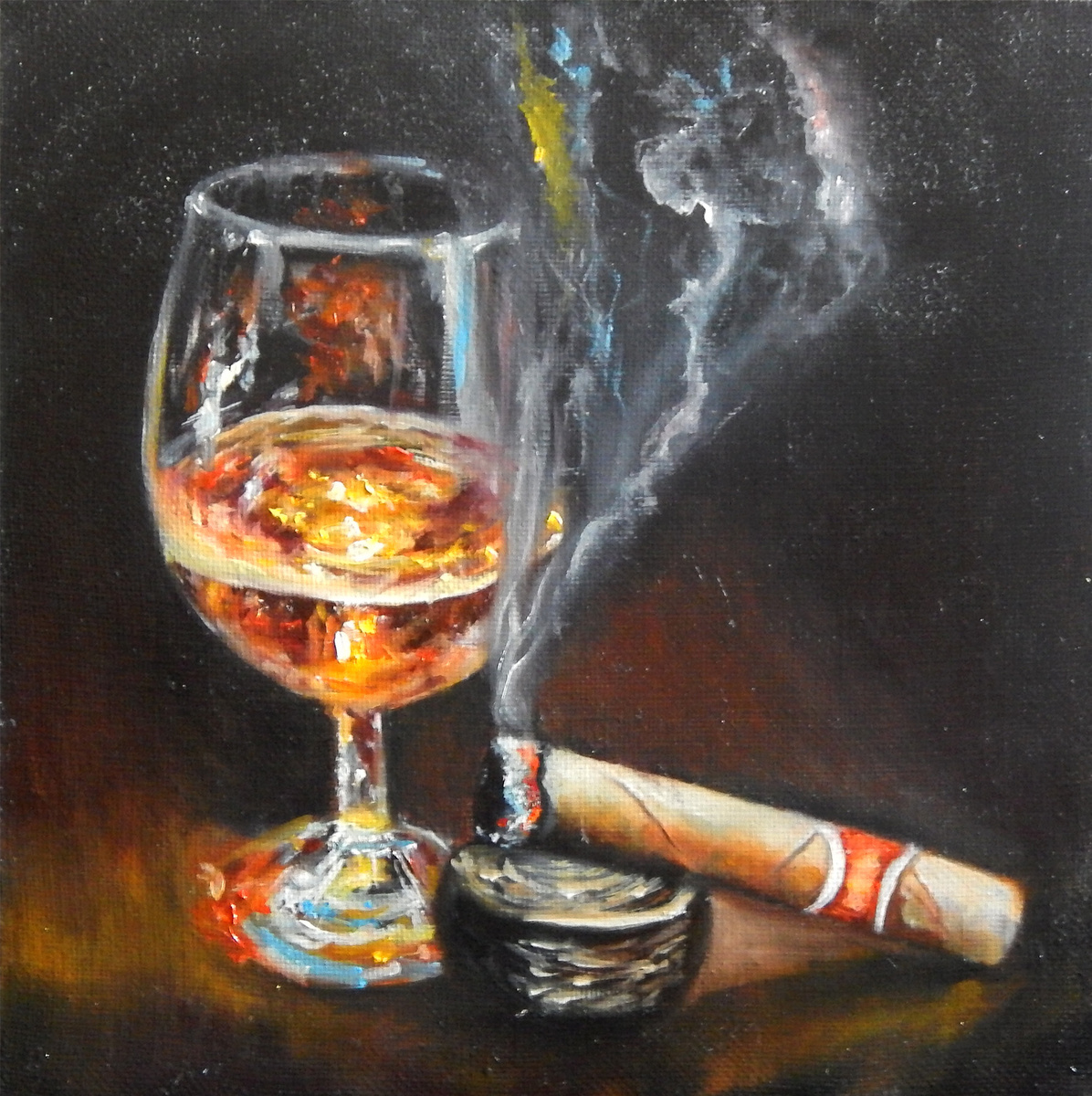 Холст на подрамнике. Лён. Масло. 30x30 см. 
