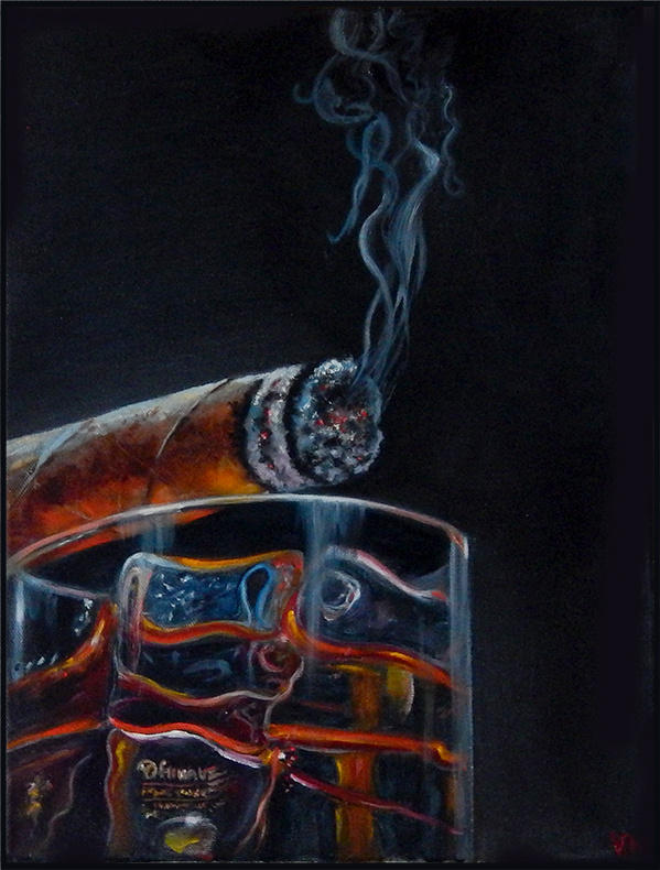 Холст на подрамнике, масло, лак. 20Х30 "Очем думают мужчины?..."