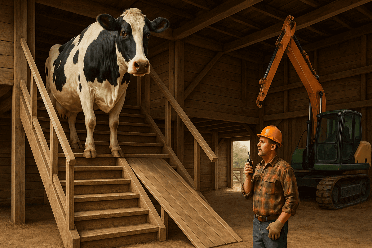    Масса взрослой коровы — от 500 до 800 кг. Такой вес делает падение с лестницы не просто травмоопасным, а часто смертельным.