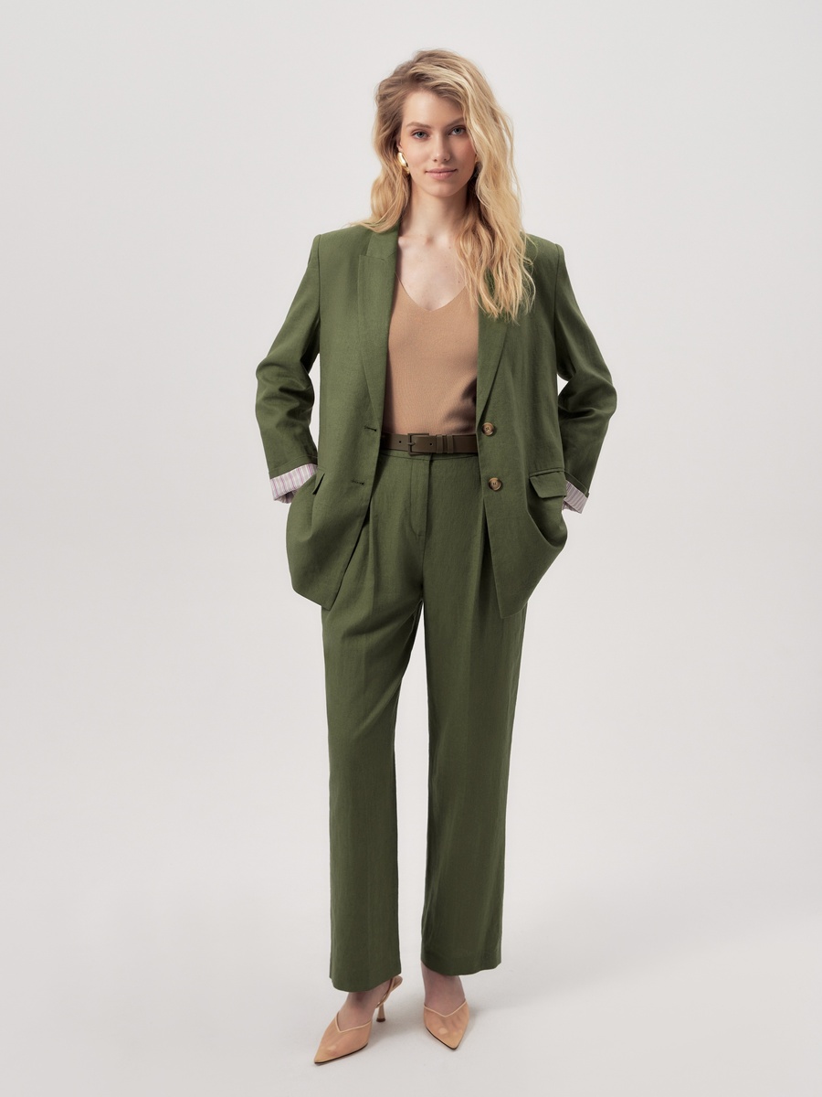 Прямые брюки с добавлением льна (Артикул: 3110111js0841) на pompa.ru

