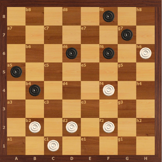 2 выигрыша
1) e5, c3x 
2) g5,g3,e3,c3  
