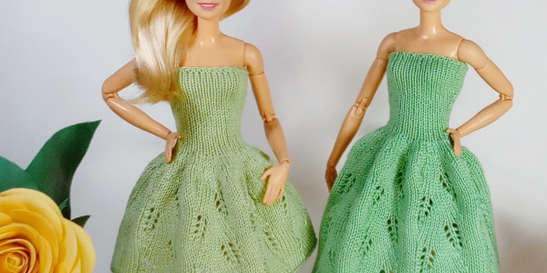 Платье "Весна" для куклы Барби. Мастер-класс по вязанию спицами