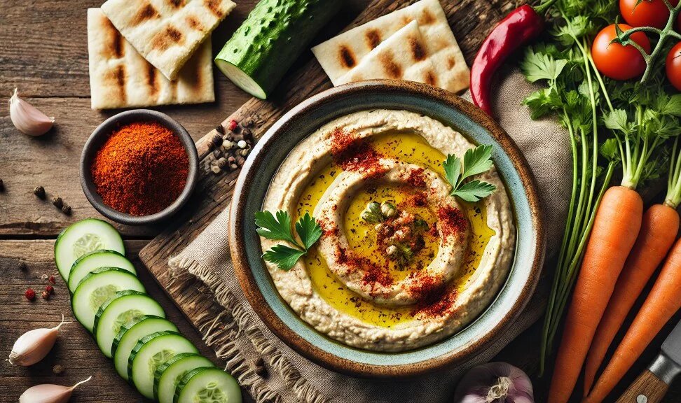 Бабагануш ближневосточная закуска из печёного баклажана. 