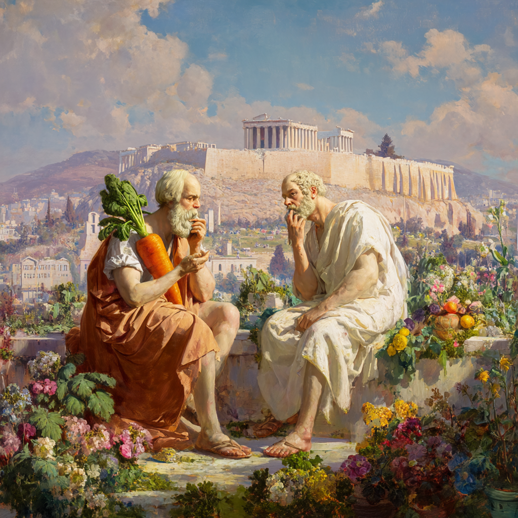 Фантазия на тему Гиппократа и Платона. Сделала с помощью нейросетей