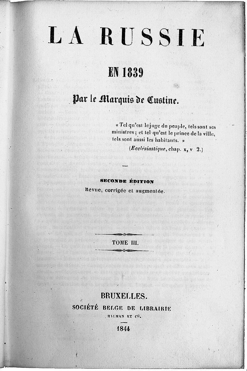 «Россия в 1839 году», 2-е издание 1844 года