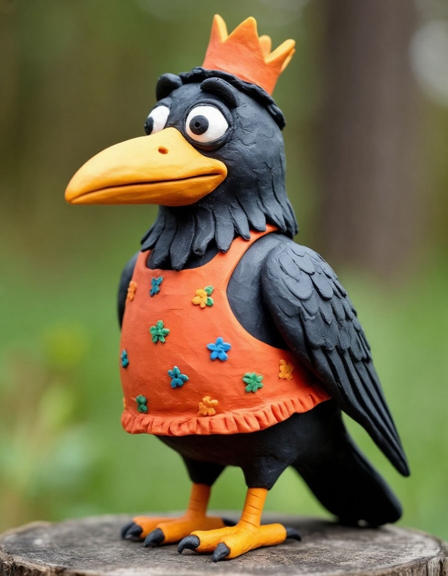 «Пластилиновая ворона» — образ, созданный нейросетью по моему запросу