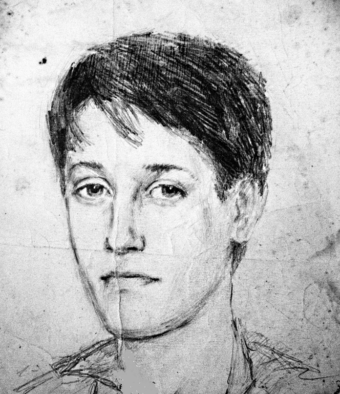 Портрет подруги. 1996 год. Надо в порядок привести эскизы, эх. Но я даже примитивным фотошопом пользоваться не умею. 