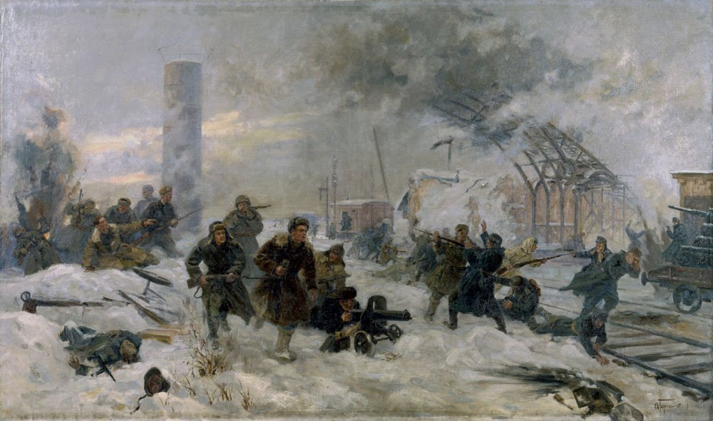 Горпенко А.А. Бой у станции Крюково. 1945 г. | Холст, масло | 170х230