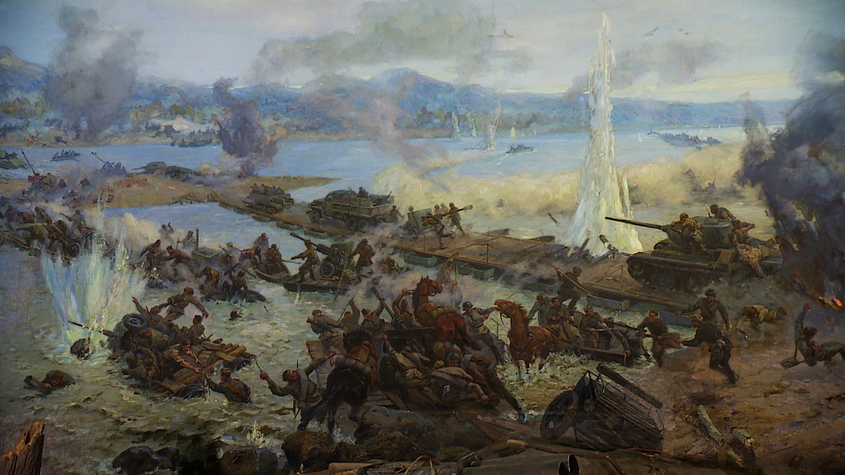 Фрагмент диорамы "Форсирование дневрп СоветскойАрмией в 1943 году". Горпенко А.А.